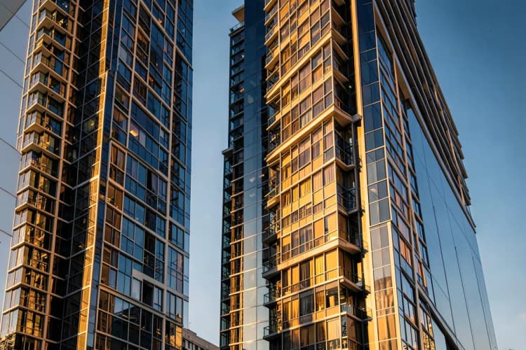 Prédios altos e modernos em Balneário Camboriú com ruas movimentadas