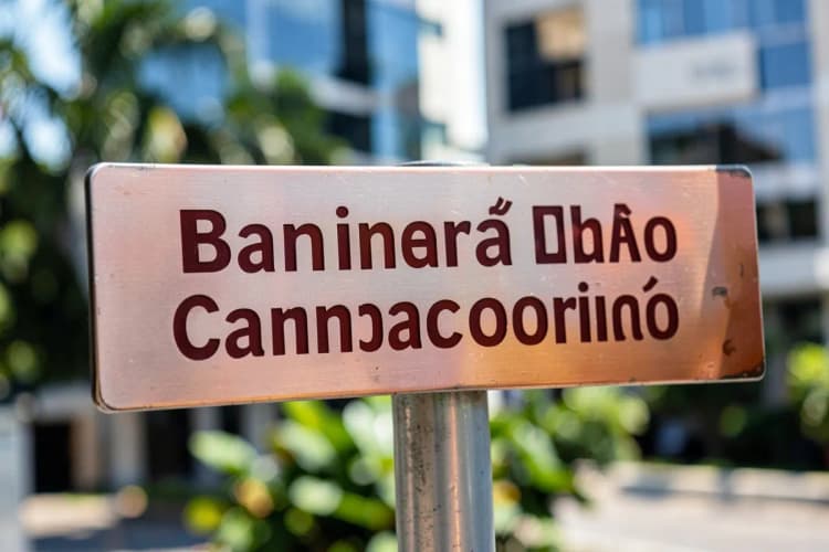 Placa de identificação de rua em Balneário Camboriú com nome da via